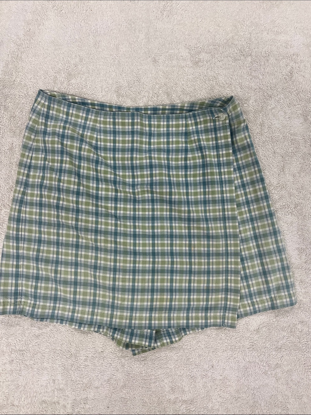 L.L. Bean Green and Blue Plaid Wrap-Front Skort